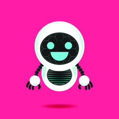 Illustration of happy flying robot