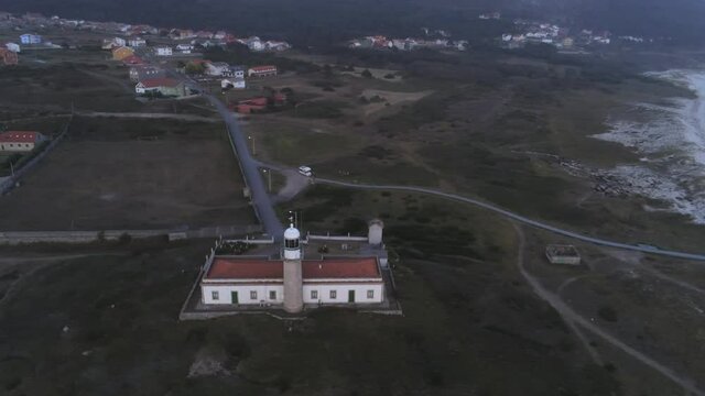 Lighthouse in the coast of Galicia,Spain. Aerial Drone Footage
