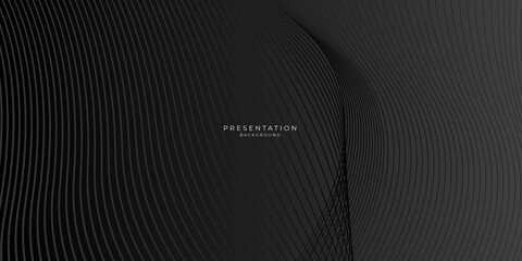 Modern simple black abstract background with curve wave lines
