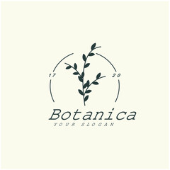 Design logo symbol icon sign. Illustration vector of an organic leaf. Graphic plant element logo. Botanical nature flower logo. minimalist organic concept beautiful logo minimalist Free Vector.