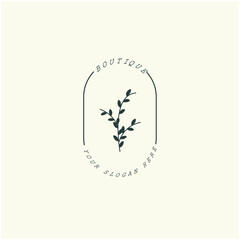 Design logo symbol icon sign. Illustration vector of an organic leaf. Graphic plant element logo. Botanical nature flower logo. minimalist organic concept beautiful logo minimalist Free Vector.