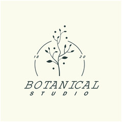 Design logo symbol icon sign. Illustration vector of an organic leaf. Graphic plant element logo. Botanical nature flower logo. minimalist organic concept beautiful logo minimalist Free Vector.