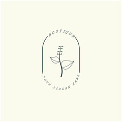 Design logo symbol icon sign. Illustration vector of an organic leaf. Graphic plant element logo. Botanical nature flower logo. minimalist organic concept beautiful logo minimalist Free Vector.