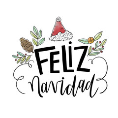 Hand drawn feliz navidad lettering background