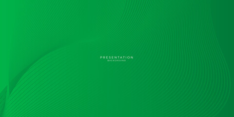 Green abstract presentation background with wave lines