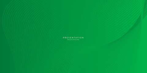 Green abstract background with curve wave lines contour for presentation design