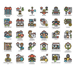 Set of rental property investing thin line and pixel perfect icons for any web and app project.