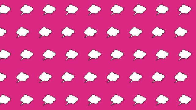 Motion design note in the form of a cloud. Animated element on pink background.