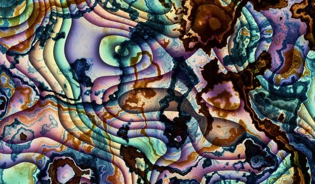 Moving random wavy texture. Psychedelic wavy animated mineral marble surface. Looping footage.