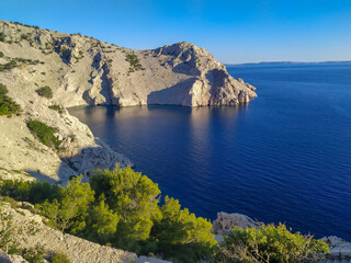Fototapeta premium Zavratnica bay in Croatia, part of Velebit nature park is one of most beautiful natural coves in Adriatic sea