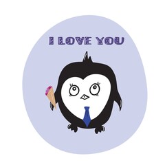 greeting card i love you with penguin