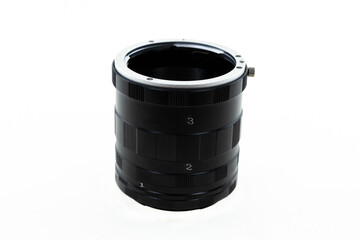 black rings for macro mode camera close up. Shot on isolated background