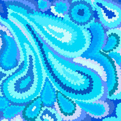 abstract blue background with circles, painting in blue tones