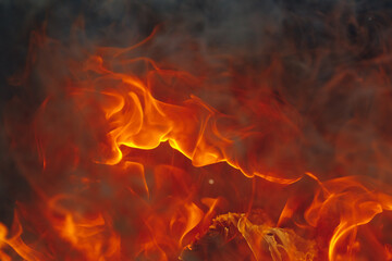 blazing fire background with tongues of flame