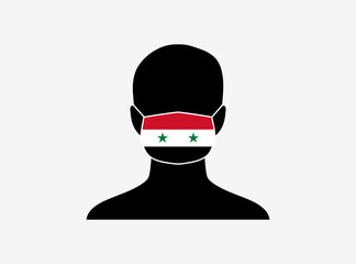 A silhouette of a person wearing a mask with the flag of Syria on it. Vector illustration.
