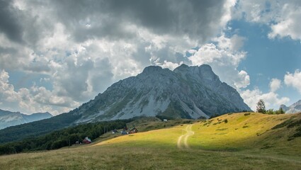Mountain areas in summer. Beautiful views of the mountain peaks. Mountain Kom, Montenegro