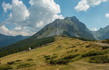 Mountain areas in summer. Beautiful views of the mountain peaks. Mountain Kom, Montenegro
