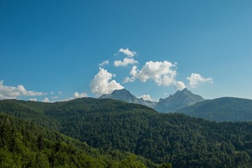 Mountain areas in summer. Beautiful views of the mountain peaks. Mountain Kom, Montenegro