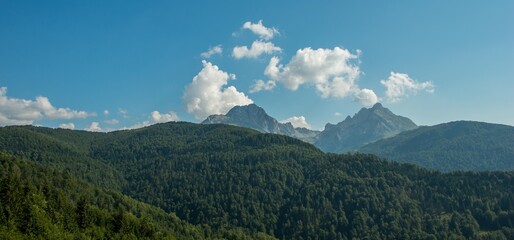 Mountain areas in summer. Beautiful views of the mountain peaks. Mountain Kom, Montenegro