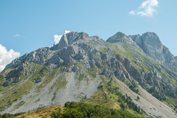 Mountain areas in summer. Beautiful views of the mountain peaks. Mountain Kom, Montenegro