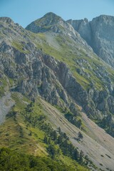 Mountain areas in summer. Beautiful views of the mountain peaks. Mountain Kom, Montenegro