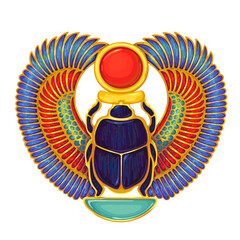 Scarab..Egyptian hieroglyph and symbolAncient culture sing and symbol.Religion icon.Design element. - obrazy, fototapety, plakaty
