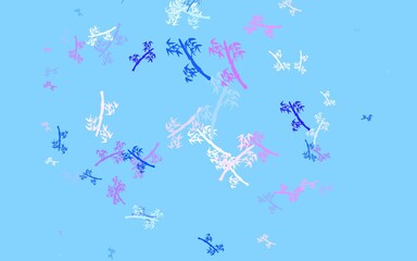 Light Blue, Red vector natural background with branches.