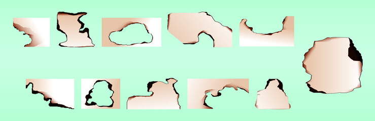 Burnt Paper scorched illustration isolated on blue