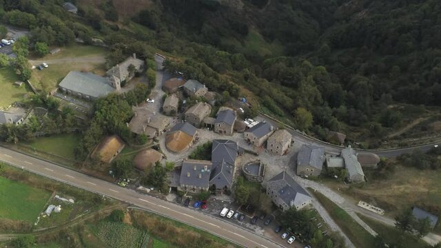 O Cebreiro, village in El Camino de Santiago.Galicia,Spain. Aerial Drone Footage