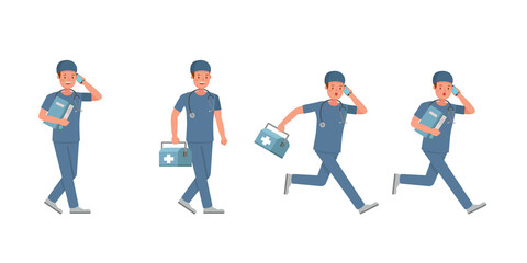 Surgeon man character vector design. Presentation in various action.