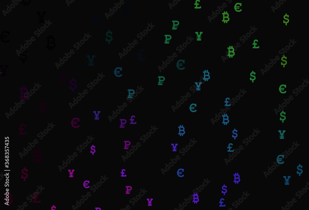 Poster dark multicolor vector layout with banking symbols.