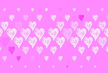 Light Purple, Pink vector backdrop with sweet hearts.