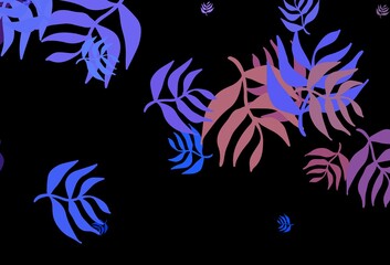 Fototapeta na wymiar Dark Blue, Red vector doodle background with leaves.