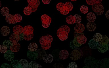 Dark Green, Red vector abstract design with flowers, roses.