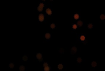 Dark Yellow, Orange vector texture with colored snowflakes.