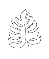 One line continuous of leaves, single line drawing art, tropical leaves,  botanical leaf isolated, simple art design, abstract line, vector