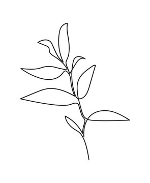 recommend clip art: One line continuous of leaves, single line drawing art, tropical leaves,  botanical leaf isolated, simple art design, abstract line, vector