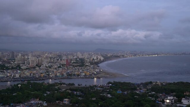 View Of A Whole Mumbai City from Above During Nighttime - Time lapse Shot