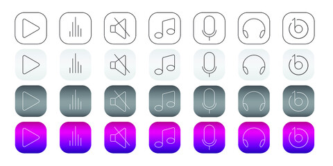 set of vector music icon. simple vector icon set.