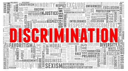Fototapeta premium Discrimination word cloud isolated on a white background