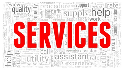 Services word cloud isolated on a white background