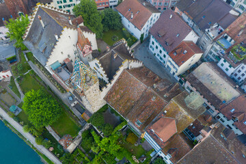 Obraz premium View of medieval town with tower