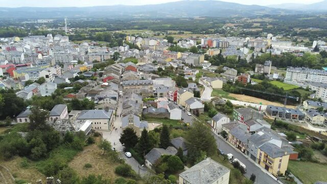 Buildings in city of Galicia,Spain. Aerial Drone Footage