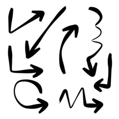 Set of rough hand drawn, grunge, handmade elements arrows, waypoints isolated on white background EPS Vector