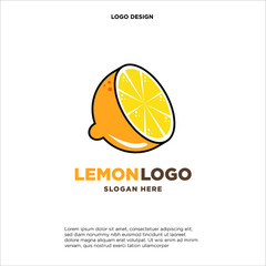 Lemon logo. Fresh lemon fruits on summer season. Summer fruit