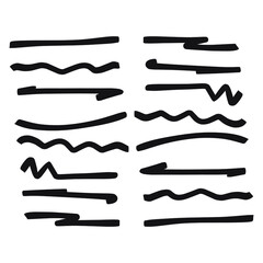 Set of handmade, hand drawn underline strokes isolated on white background EPS Vector 