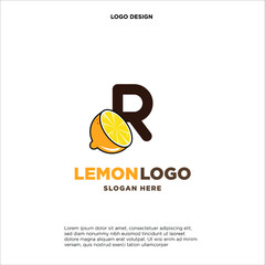Letter R Orange Juice Logo Template Design Vector Illustration on White Background - Fresh Drink and Beverage Logo for Company - Cafe and Restaurant