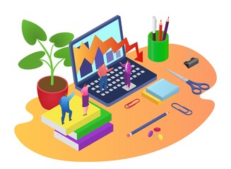 Financial crisis in business and economic, falling graph of stock market, bankruptcy flat vector illustration isolated on white background. Concept of analyzing crisis in finance and banking.