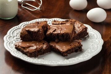 chocolate petit gateau and cocoa with hot melted inside