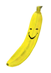 Smiling banana isolated on white background 